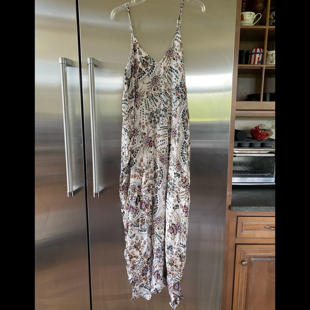 LoveStitch Cream Floral Rayon Maxi Dress Sz M/L